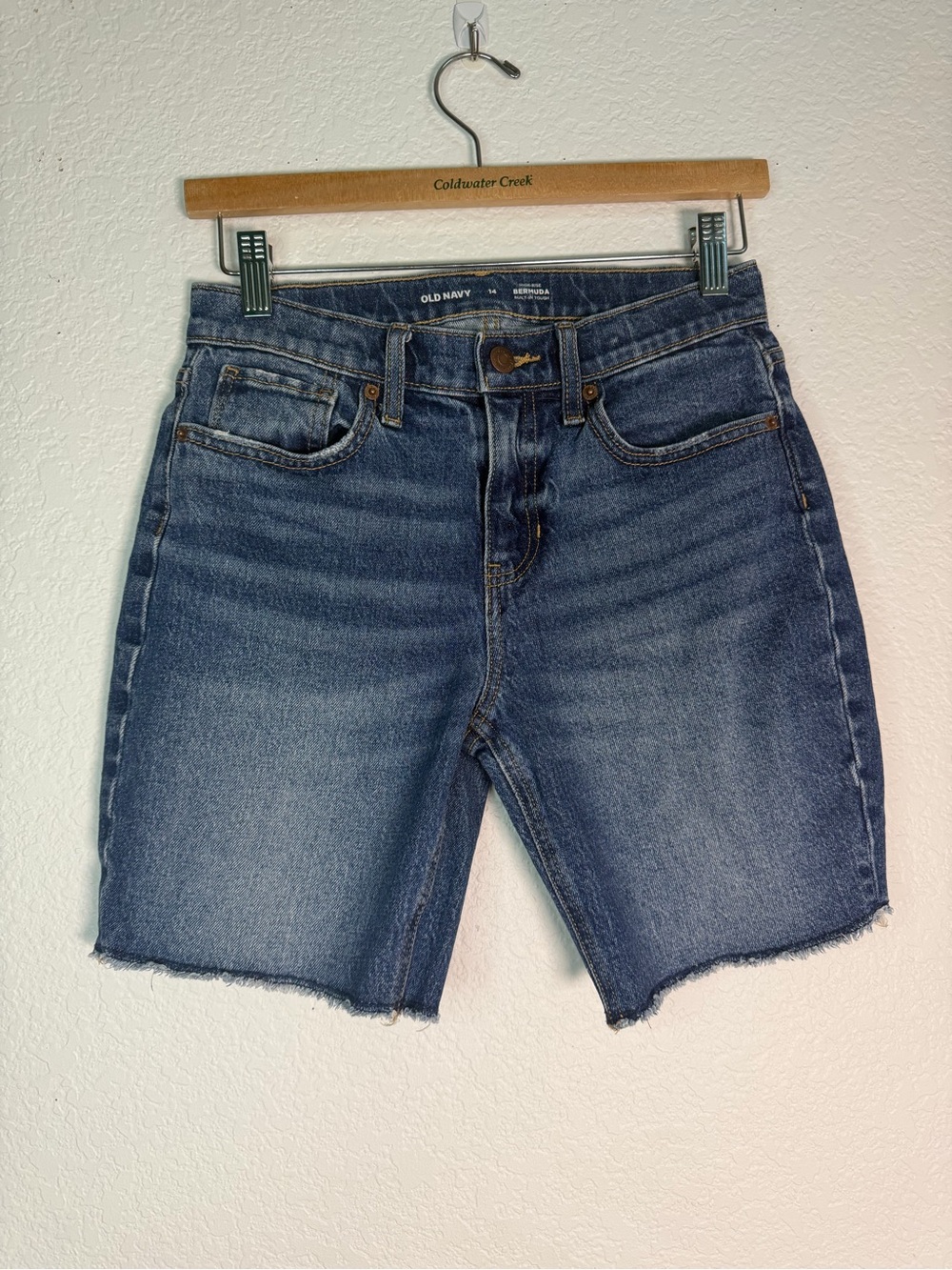 Old Navy Girls High-Rise Bermuda Shorts - Dark Blue Denim, Size 14 (girls)